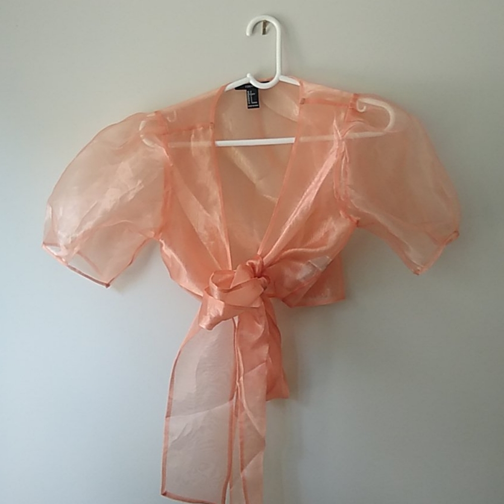 Forever 21 Sheer Coral Front-Tie Top💖